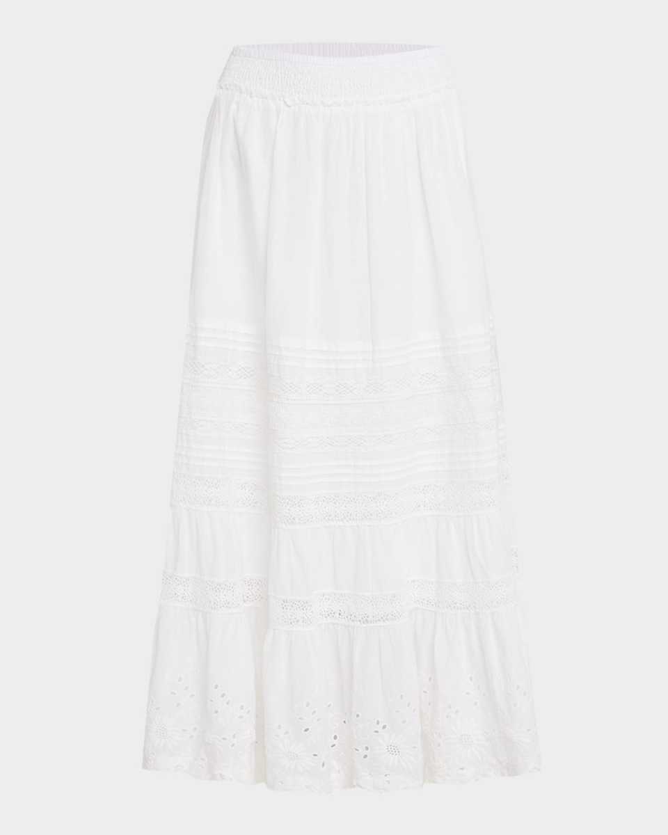 Lace-Trim Cotton Voile Skirt